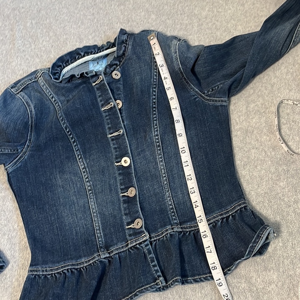 Cece Denim Jacket Small Coquette Preppy Academia Cottagecore Ruffle Preppy - Picture 4 of 9